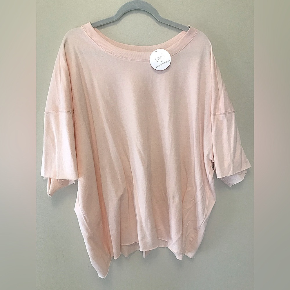 Cream Pink French Terry Raw Edge Top
